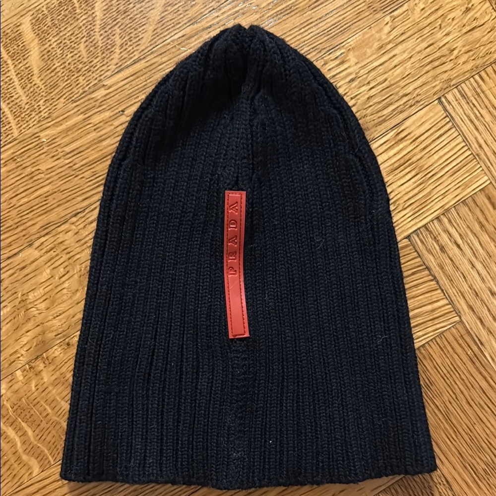Prada Black Knit Beanie